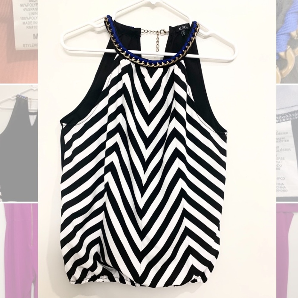 Woman’s XOXO striped sleeveless blouse Size (L)